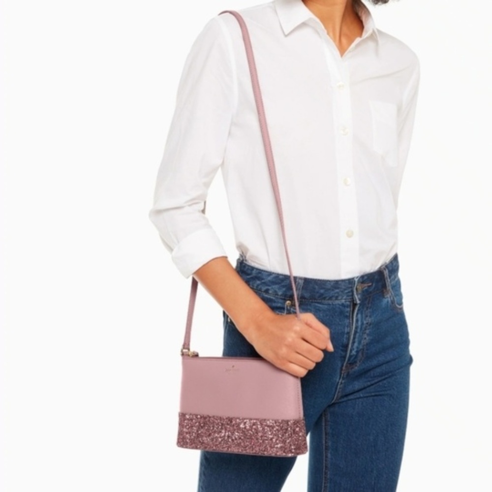 KATE SPADE NWT Greta Court Glitter Crossbody and Card Holder Pink - Picture 6 of 8